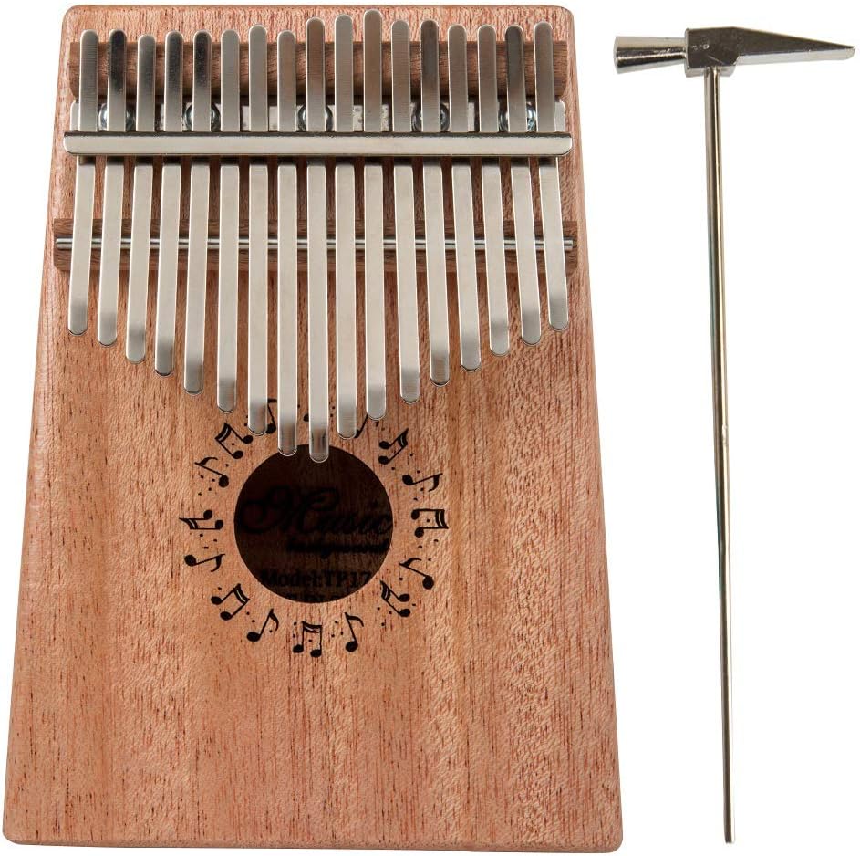Elisson Portable Calimba 17 Keys Thumb Piano/Solid Finger Piano Mahogany Body / 17 Tone Musical Toys Instrument with Metal Tune-Hammer Grest Gift for Kids TP-17