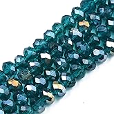 UR URLIFEHALL 850 Pcs 6mm AB Color Briolette Faceted Rondelle Crystal Glass Beads Teal Electroplate Glass Beads Strands for Necklaces