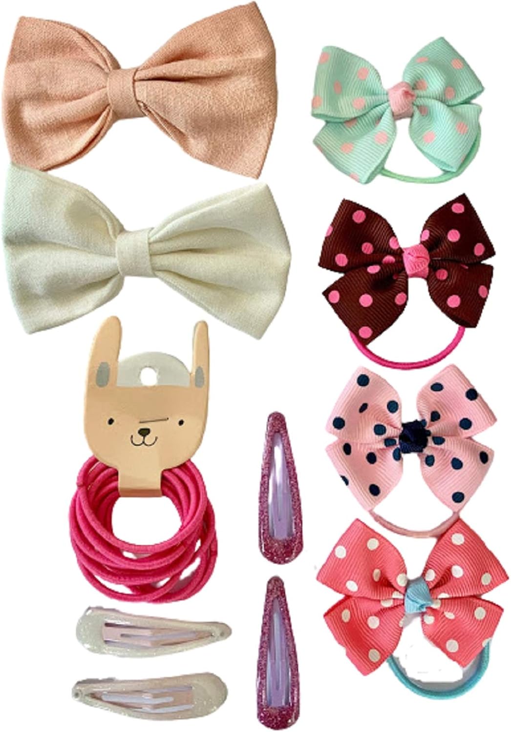 20pcs Girls Pink Hair Accessories Pack. Bows, Clips and Bobbles (Bright