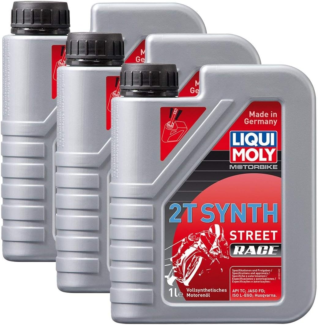 3x LIQUI MOLY 1505 Motorbike 2T Synth Street Racing Race Motoröl 1L
