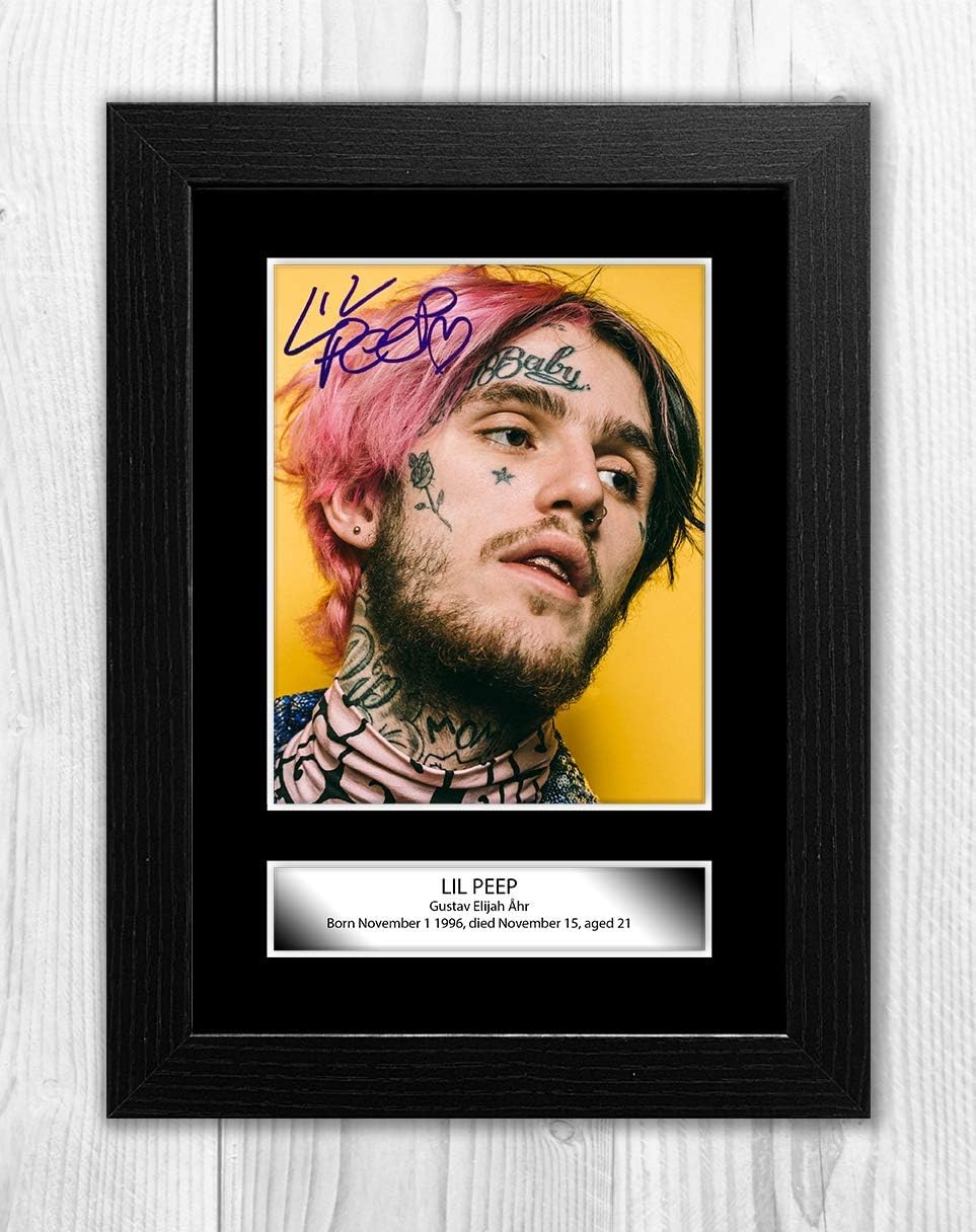 Engravia Digital Lil Peep (1) reproduction signature photograph poster Photo A4 Print (Black frame)