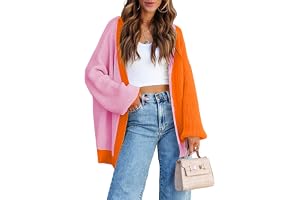 Pink Queen 2023 Fall Long Cardigans for Women Batwing Sleeve Open Front Ribbed Knit Oversized Cardigan Sweaters with Pockets