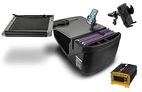 AutoExec Reach Desk Front Seat Car Desk and Portable Workstation 400 watt Power Inverter, Phone Mount and Phone Vent Clip, Grey - Amazon deal for $355.01
