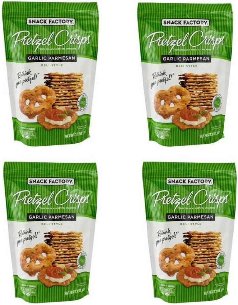 Snack Factory Garlic Parmesan Pretzel Crisps, 7.2 oz (4 Packs)