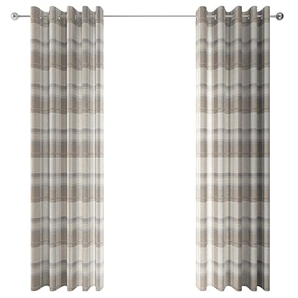 Ideal Textiles Balmoral Check Lined Eyelet Curtains Ring Top
