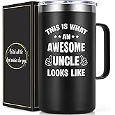 Lifecapido Uncle Gifts, This is What an Awesome Looks Like 20oz Insulated Coffee Mug with Lid & Straw, Christmas Father's Day Birthday Gifts for Uncle from Niece Nephew(Black)