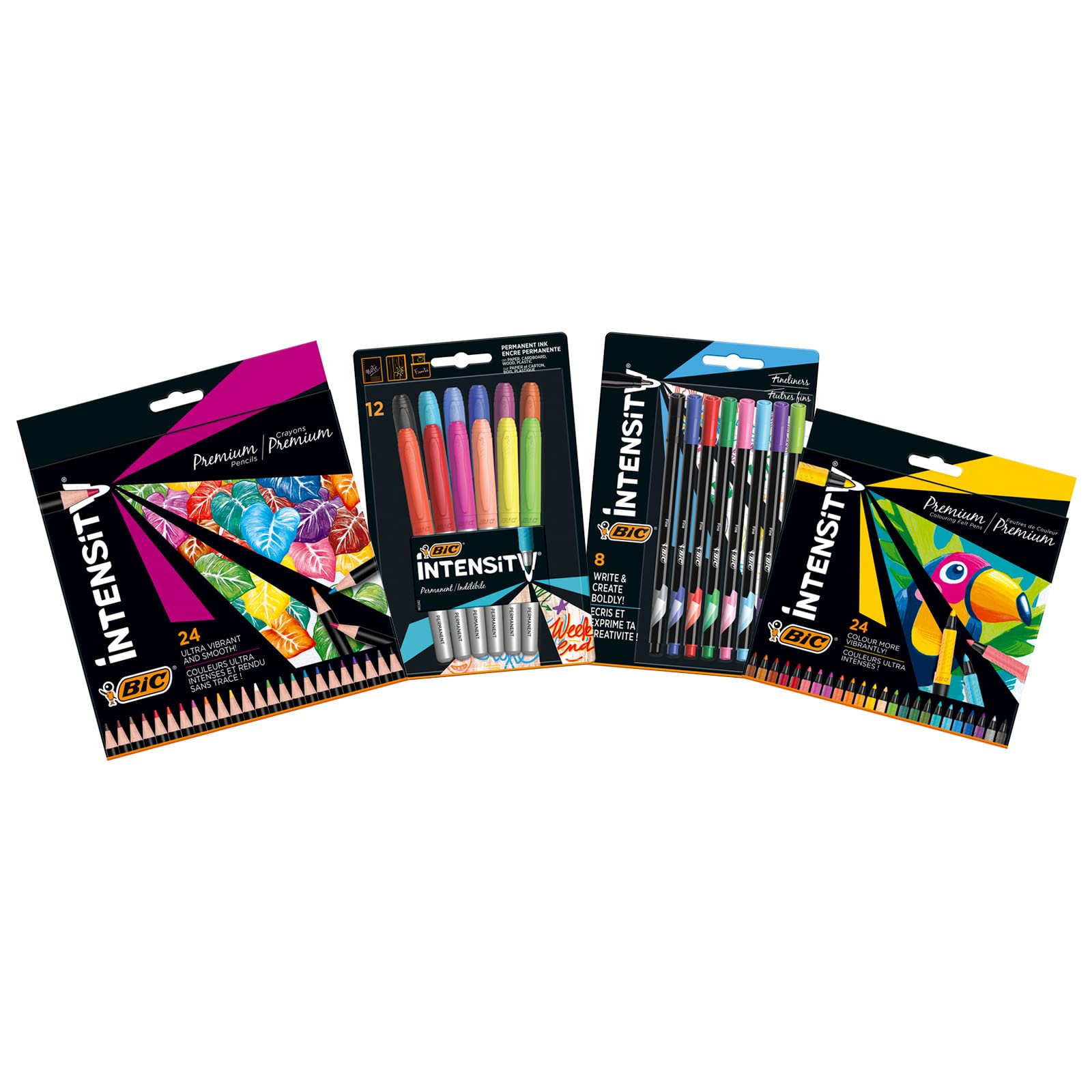 Bic Intensity Premium Bundle - fineliners, premium pencils, premium colouring felt pens, and permanent markers, 500181
