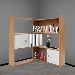 LOHISHILO 3 Tier Bookshelf Tall Bookcase Storage