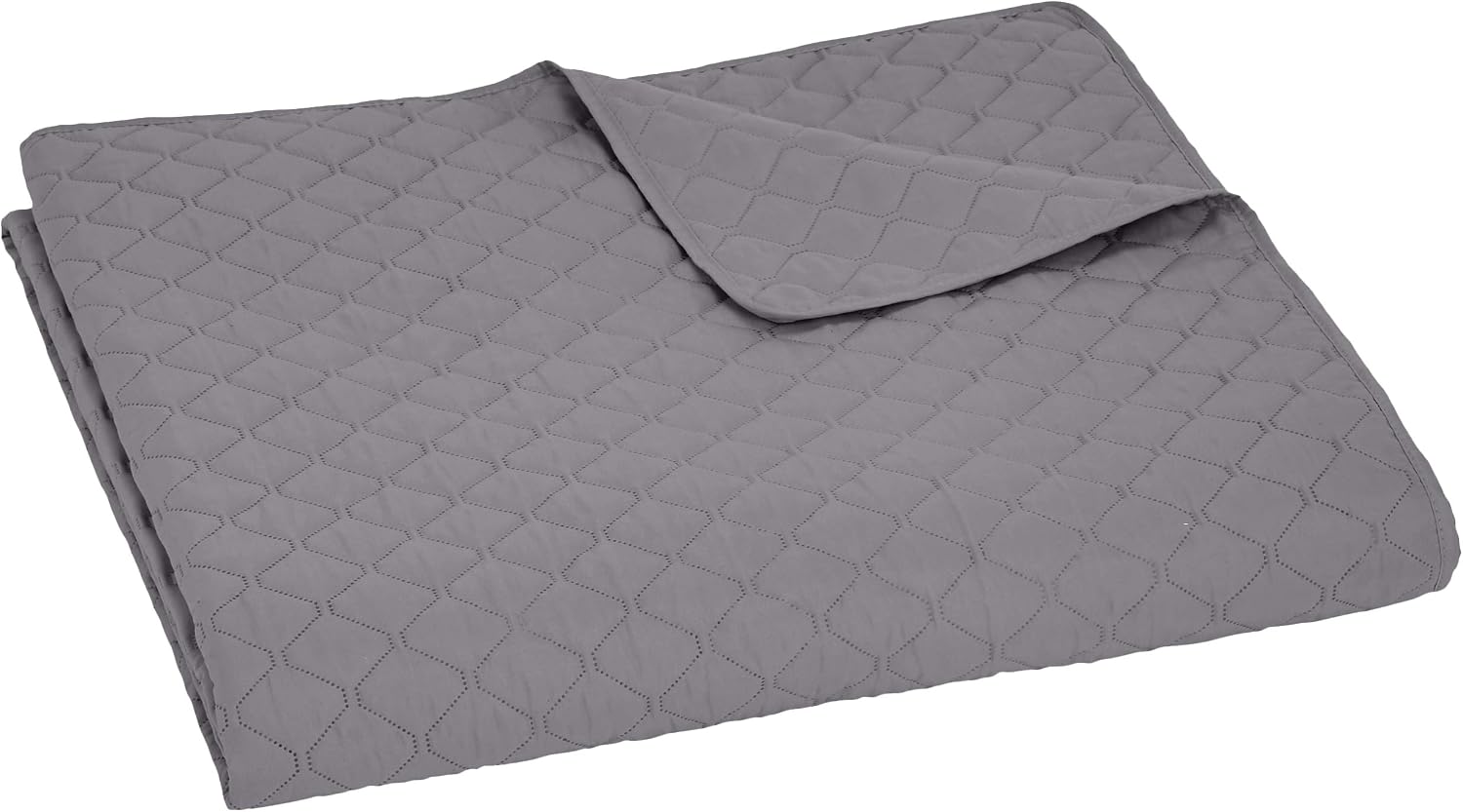 Amazon Basics Quilted Bedspread King Size, Oversized Embossed Coverlet, 220 x 240 cm, Dark Grey Diamond