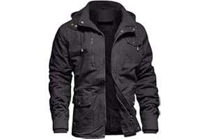 Dr.Cyril Mens Jacket Winter Casual Fleece Lined Cotton Thick Military Tactical Hooded Work Coats with Cargo Pockets