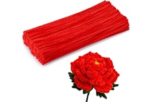 Kdafio 120 Pieces Pipe Chenille Stems, Red Chenille Stems Pipe Cleaners Pipe Cleaners DIY Projects Creative Crafts for Beginner Washington's Birthday Decorations (5 mm x 12 Inch)