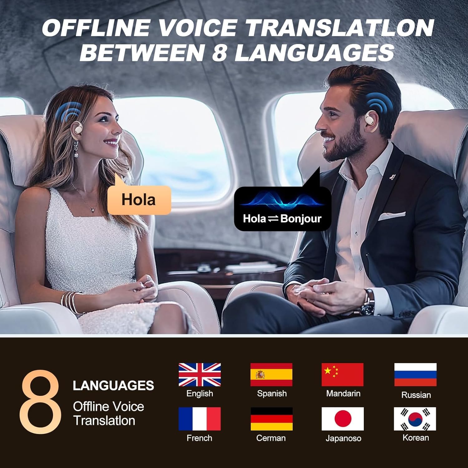 Translation Earbuds Real Time, Ai Translator Earbuds, Earpiece Earbud Translator, Language Translating Earbuds Translation Wireless Bluetooth Earphones Translation Headphones With Program (M70 Beige)