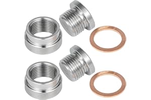 HOHNNYREET O2 Sensor Bung Weld in with Plug, 2 Set O2 Bung 304 Stainless Steel M18-1.5,Oxygen Sensor Bungs Plugs with Copper O-Ring for Automotive, Bike, Motocycle