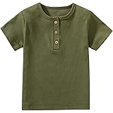 HahaNice Toddler Short Sleeve Henley Shirt Boys Ribbed T-Shirt