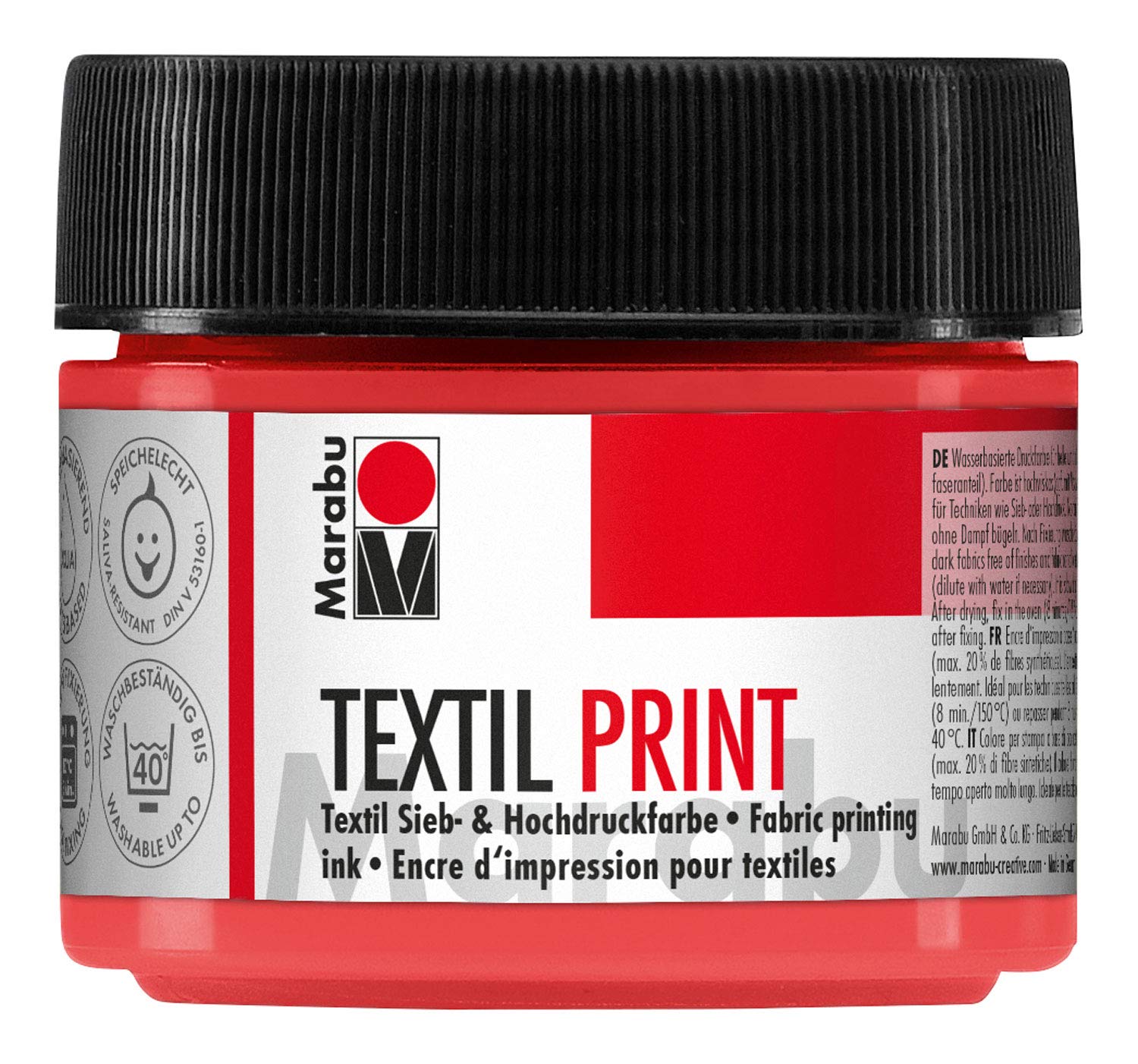 Marabu Textil Print Pyrrole Red 100ml Fabric Printing Ink