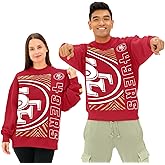 Zubaz NFL Men and Women's 90's Vintage Reissue Oversized Graphic Crewneck Sweatshirt (Small - 2XL)