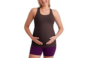 CRZ YOGA Butterluxe Womens Racerback Maternity Tank Tops Ruched Sleeveless Pregnancy Yoga Top with Built in Bra Workout Shirt