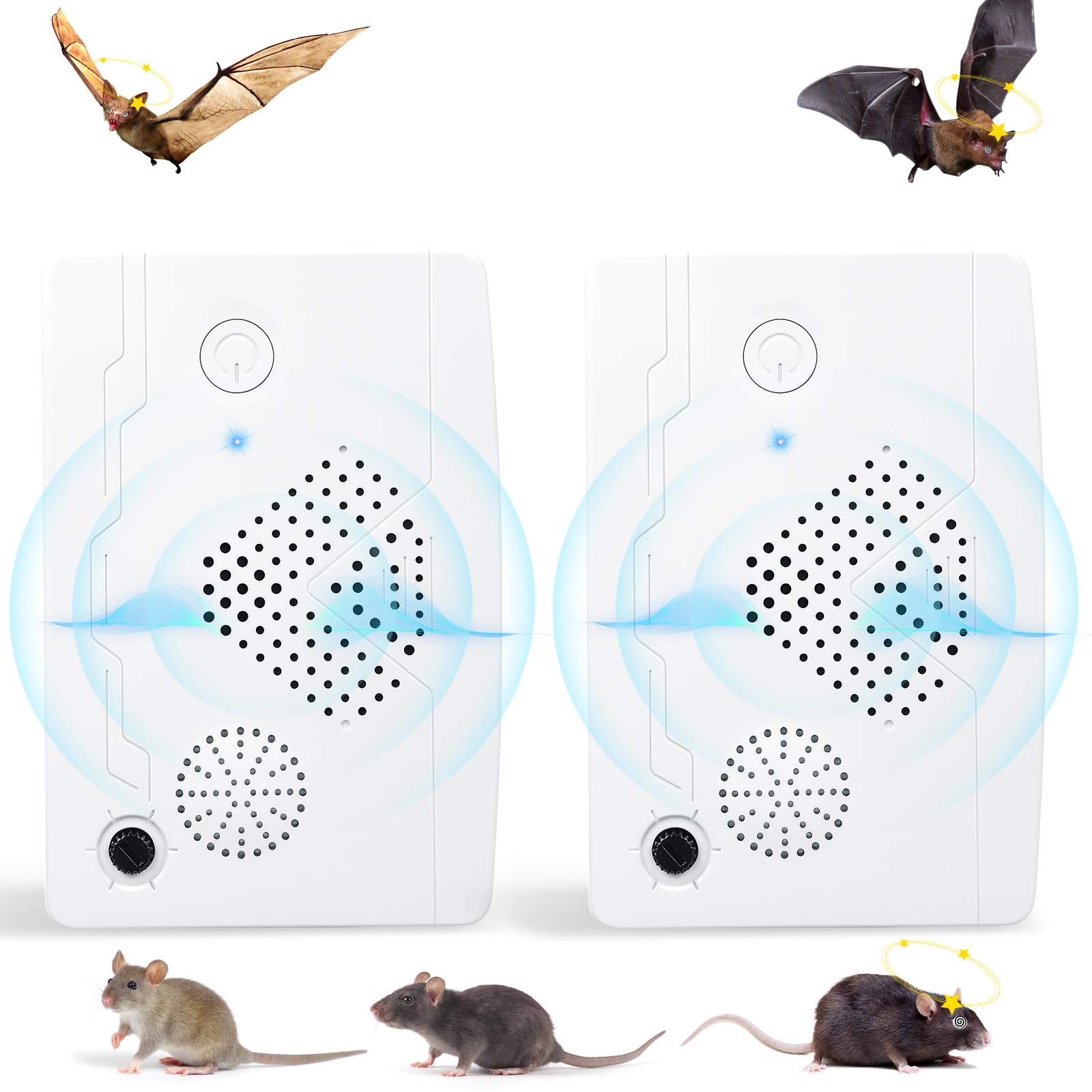 Photo 1 of 2Pack Upgraded Rechargeable Bat Repellent for Attic, Ultrasonic Bat Deterrent Devices Can be Used Outdoor&Indoor, Friendly to Human & Pet(White)