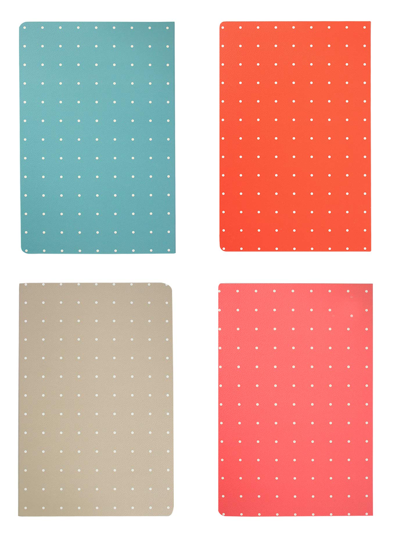 Emartbuy Dots Soft Cover Exercise Book Diary Notebook Notepad Writing Journal Ruled A5 Size 32 Sheets (64 Pages) - Set of 4