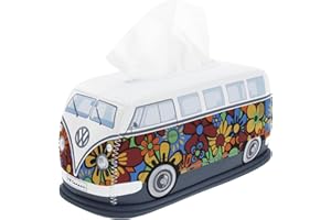 BRISA VW Collection - Volkswagen Neoprene Holder-Dispenser for Paper Tissues, Cosmetic Tissues or Napkins in T1 Bus Campervan Design (Flower Power/Multicolor)