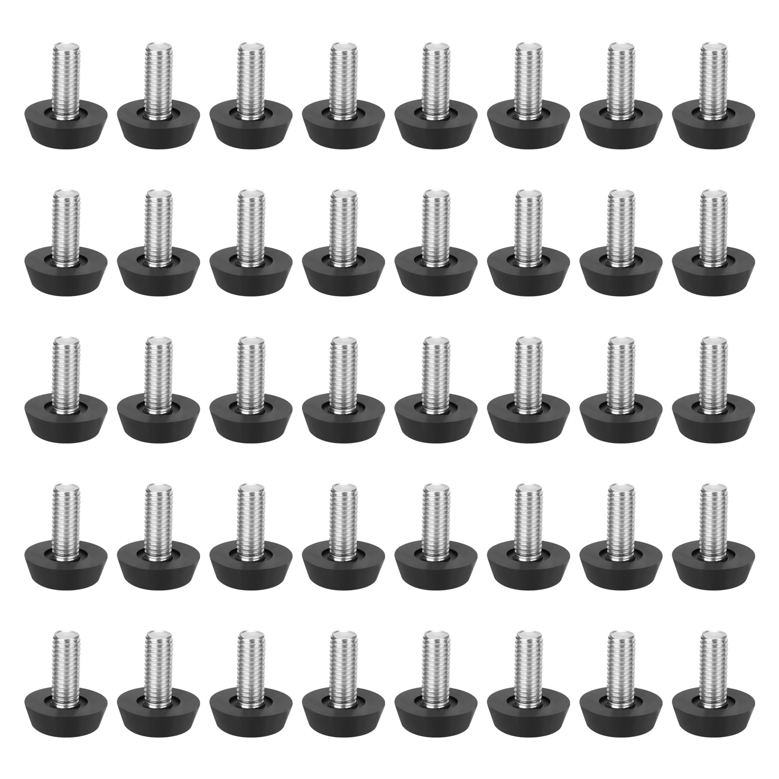 JOIKIT 40 Pcs M8 Furniture Feet, 20 x 25mm Adjustable Leveling Table Foot, Plastic Screw Foot Floor Protector for Home Desk