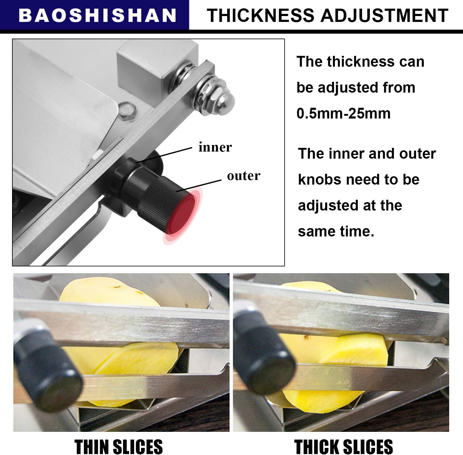 BAOSHISHAN Manual Frozen Meat Slicer Household Slicing Machine for Herb Nougat Bacon Stainless Steel Hot Pot Helper ZB-208B - Image 5