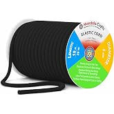 Mandala Crafts 5mm Black Spandex Soft Elastic Cord for Hair Ties Bikini | 20 Yds, Durable, Flat Nylon Fabric Stretchy String for Hair Accessories Bathing Suit Drawstring Sewing, No Shrink