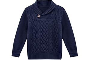 Makkrom Toddler Pullover Sweaters Shawl Collar Cable Knit Sweaters Long Sleeve Warm Outwear Spring Fall Winter