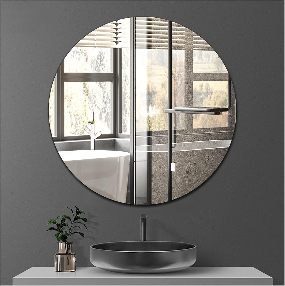 Sqinor Self Adhesive Round Mirror 40cm Frameless Wall Mirror Circle