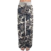 ROSA JUNIO Comfy Pajama Pants for Women Casual Drawstring Floral Palazzo Lounge Pants Stretch Wide Leg Bottoms