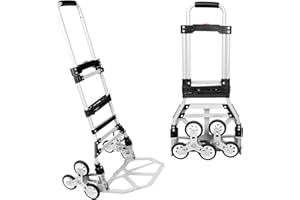 FINEERA 180lbs Stair Climbing Cart Hand Truck Stairs Climber Cart for Groceries with Adjustable Handle Lightweight Folding Stair Climbing Dolly Cart Stair Climber Dolly for Shopping, Moving & Office