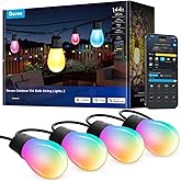 Govee S14 Bulb Outdoor String Lights 2, 144ft RGBIC Smart Warm White Outdoor Lights with 15 LED Bulbs, 111 Scene Modes for Outdoor Decor, IP66 Compatible with Alexa, Google, Matter, APP Control