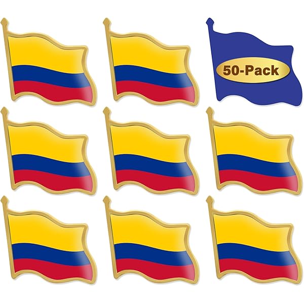 Columbia Colombia Flag Pin - 1 Inch Round Metal & Glass Brooch For Travel Souvenirs