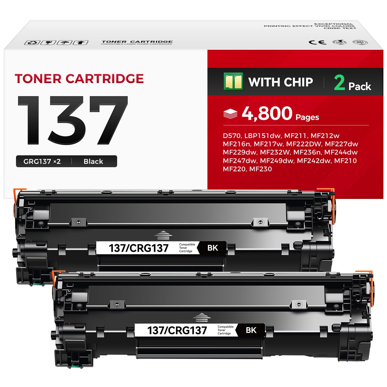137 Toner Cartridge Black 2-Pack Replacement for