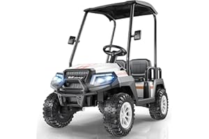 LIGIANT R9 24V Kids Golf Cart, 4WD Kids Electric Car w/Remote Control, Detachable Awning, 4 Seats, Spring Suspension, Multimedia Functions Including Music, Story, Wireless Connection, Horn, Power Display
