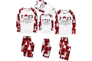 Gamivast Family Christmas Pjs Matching Sets 2023 Xmas Gnomes Tshirts Plaid Pants Pajama Set Long Sleeve Long Pants Lounge Set