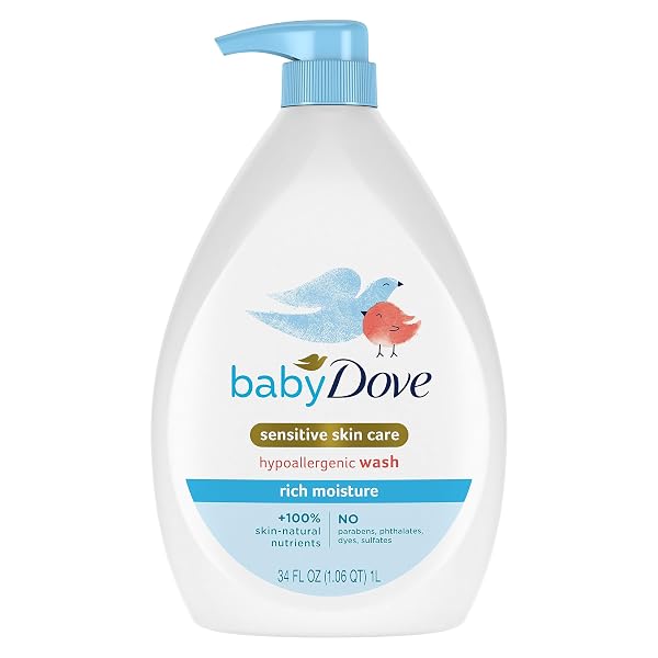BABY DOVE SENSITIVE SKIN HYDRATING BODY WASH | TEAR-FREE & HYPOALLERGENIC | PEDIATRICIAN TESTED | 34OZ