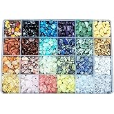Gemstone Chips Beads DIY Jewelry Making, Healing Engry Crystals Polishing Crushed Irregular Shaped Beads with Box (24material-1)