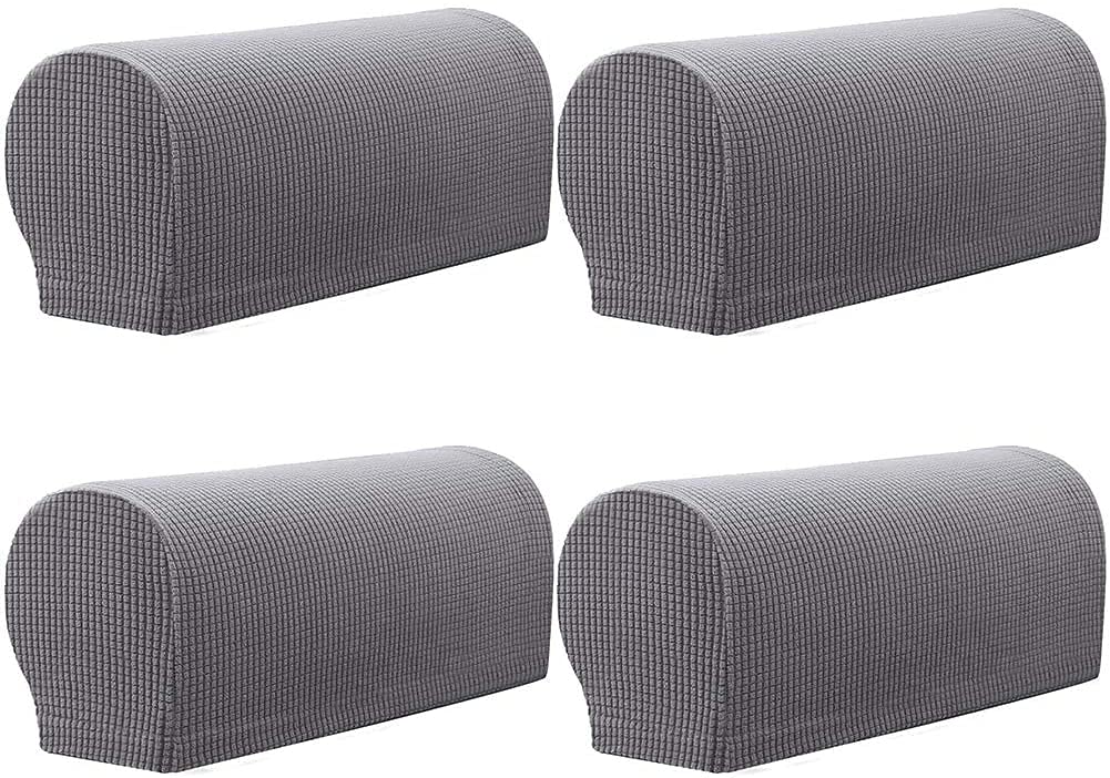 Arm Rest Covers Sofa Set of 4 Stretch Armchair Couch Non-Slip Furniture Protector Slipcovers for Chair Sofa Couches Recliner (Light Gray)
