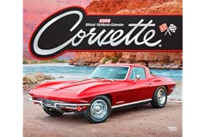 Corvette OFFICIAL | 2026 14 x 24 Inch (Hanging) Monthly Deluxe Wall Calendar | Foil Stamped Cover | Plastic-Free | BrownTrout | Chevrolet Motor Muscle Car