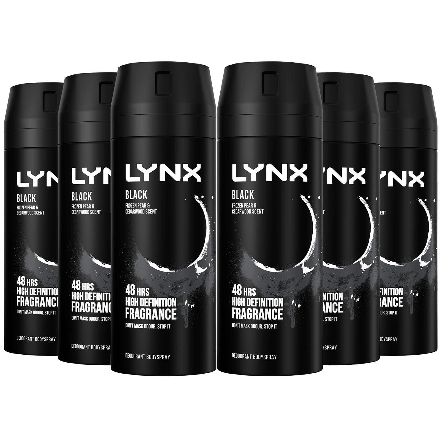 Lynx Black Deodorant Body Spray, 150 ml, Pack of 6