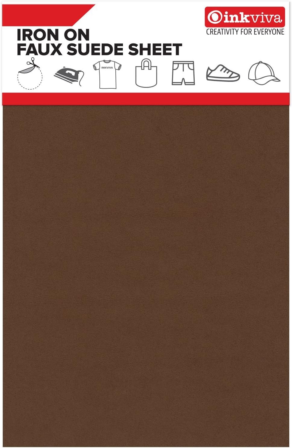 Iron on Soft Suede Material E55 Faux Synthetic Leather Applique Sheet for Cutter, Press, and Patches - Single Sheet Package (Medium Brown)