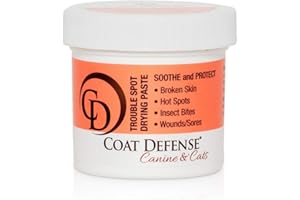 COAT DEFENSE Trouble Spot Drying Paste - Made in USA - 5 Oz Dog & Cat Skin Care, Itchy Skin & Allergies, Alleviates Hot Spots for Dogs & Cats, Insect Bites Relief & Dog Wound Care