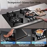 TopStrong 60cm Gas Hob 4 Burner Glass Wok NG/LPG Convertible with Safety view 2