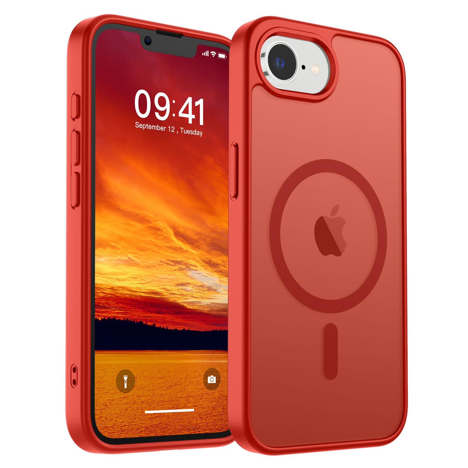 Photo 1 of SUPFINE Magnetic for iPhone 16e Case 2025 (Compatible with MagSafe)(Military Grade Drop Protection) Slim Translucent Matte Shockproof with Anti-Fingerprint Phone Case,Red