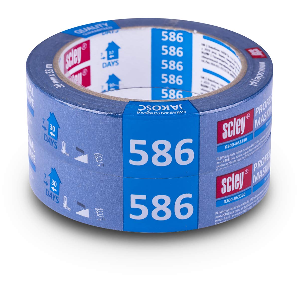 Scley A0300-860248 Masking Tape Width 48 mm Length 33 m Pack of 2 Blue Painter's Masking Tape for Painting Work Series 586