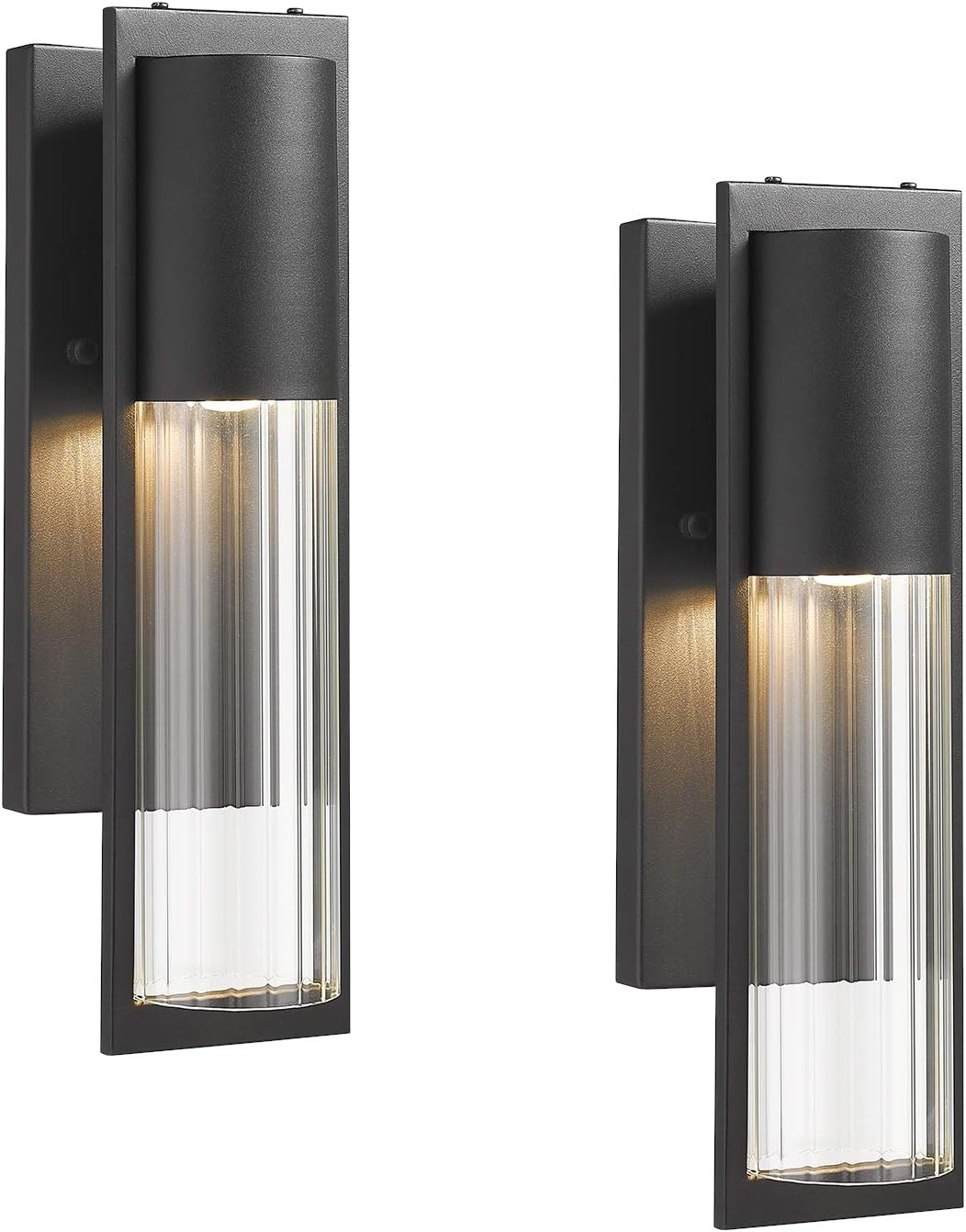 high end outdoor wall lights on Amazon Com Beionxii Exterior Wall Lights 2 Pack Transitional Outdoor Wall Sconce Porch Lights In Sand Textured Black Finish With Clear Ribbed Glass Mb9003 2pk Home Improvement