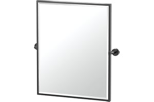 Gatco 4249XFSM Latitude II Small Framed Rectangle Pivot Mirror, 25 Inch, Matte Black