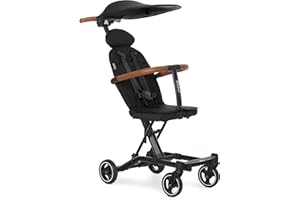 Evolur Cruise Rider Stroller with Canopy, Lightweight Umbrella Stroller with Compact Fold, Easy to Carry Travel Stroller - Noir Black