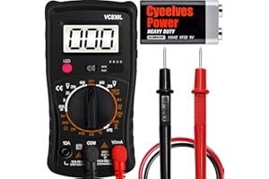 CYEELVES Digital Multimeter Pocket, Multifunction Battery Tester with Backlight Test Wire, Voltage Tester with LCD Display, Multimeter with AC DC Voltmeter Ohm Volt Amp Tester Measure Current Resistance Diode